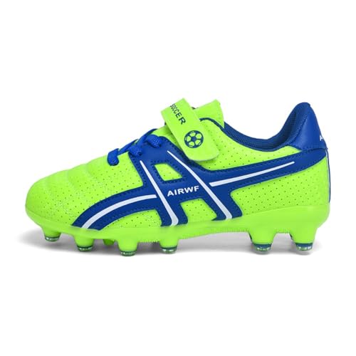 clofab Fussballschuhe Kinder Kunstrasen Turf Fußballschuhe Jungen Mädchen Hallenschuhe Ground Outdoor Sportschuhe Für AG FG TF Fußball Trainingsschuhe (32,Fluoreszenz Grün-2/AG) von clofab