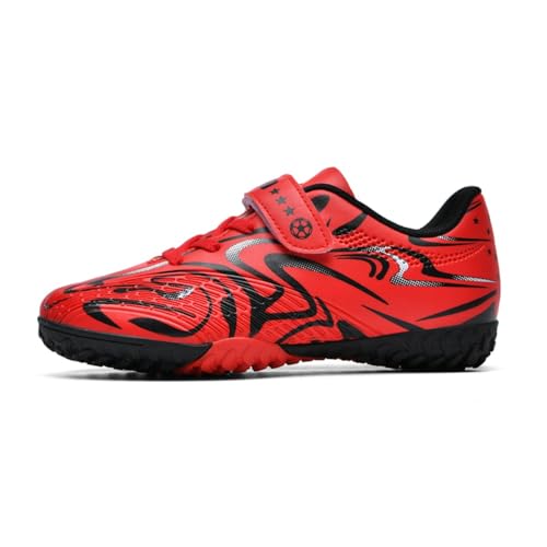 clofab Fussballschuhe Kinder Kunstrasen Turf Fußballschuhe Jungen Mädchen Hallenschuhe Ground Outdoor Sportschuhe Für AG FG TF Fußball Trainingsschuhe (38,Rot-1/TF) von clofab