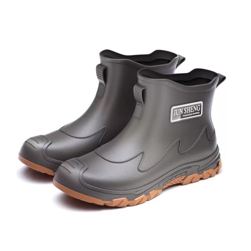 clofab Gummistiefel Herren Damen rutschfest Gummischuhe Regenschuhe Kurze Halbhoch Stylische Boots Wasserdicht Outdoor Angelstiefel Bequem Gartenstiefel Rutschiger Boden Regenstiefel (37,Graue) von clofab