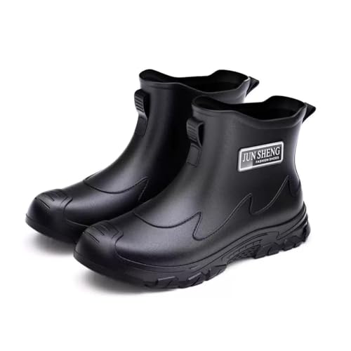 clofab Gummistiefel Herren Damen rutschfest Gummischuhe Regenschuhe Kurze Halbhoch Stylische Boots Wasserdicht Outdoor Angelstiefel Bequem Gartenstiefel Rutschiger Boden Regenstiefel (37,Schwarz) von clofab
