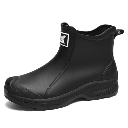 clofab Gummistiefel Herren Damen rutschfest Gummischuhe Regenschuhe Kurze Halbhoch Stylische Boots Wasserdicht Outdoor Angelstiefel Bequem Gartenstiefel Rutschiger Boden Regenstiefel (43,Schwarz-2) von clofab