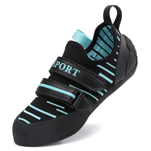 clofab Kletterschuhe Herren Damen universelle Trainingsschuhe Anfänger Klettern Indoor Bouldern Trainingsschuhe rutschfeste und atmungsaktive Kinder Kletterschuhe 32-41EU (Schwarz Blau-1,37) von clofab