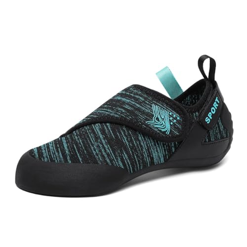clofab Kletterschuhe Herren Damen universelle Trainingsschuhe Anfänger Klettern Indoor Bouldern Trainingsschuhe rutschfeste und atmungsaktive Kinder Kletterschuhe 32-41EU (Schwarz Blau-2,35) von clofab