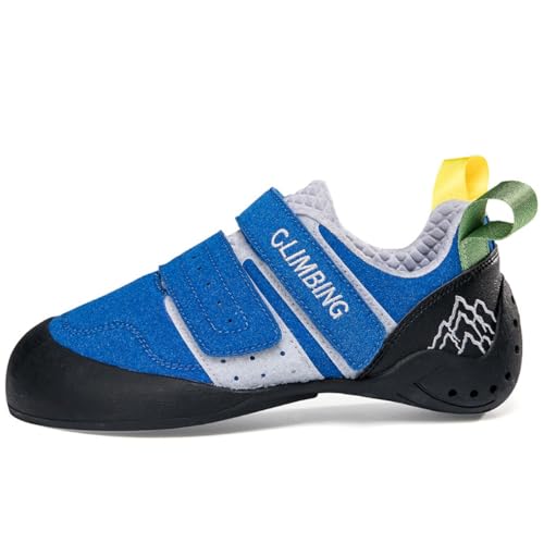 clofab Kletterschuhe Herren Damen universelle Trainingsschuhe Anfänger Klettern Indoor Bouldern Trainingsschuhe rutschfeste und atmungsaktive Kinder Kletterschuhe 32-44EU (Blau-1,39) von clofab