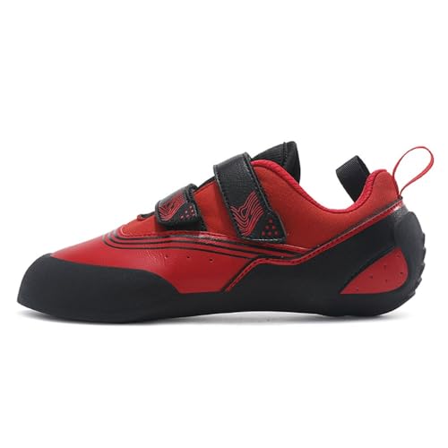 clofab Kletterschuhe Herren Damen universelle Trainingsschuhe Anfänger Klettern Indoor Bouldern Trainingsschuhe rutschfeste und atmungsaktive Kinder Kletterschuhe 32-44EU (Schwarz Rot,35) von clofab