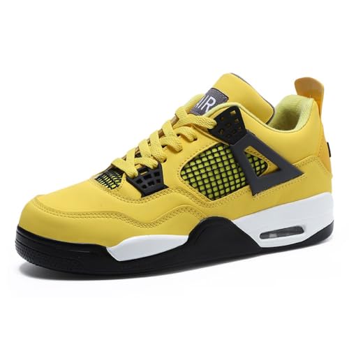 clofab Sneaker Herren Damen Retro Skateboardschuhe Turnschuhe Laufschuhe mit Luftpolster Walkingschuhe Studenten Anti-Rutsch Leichter Basketballschuhe Jungen Mädchen modisch Sportschuhe (gelb,36) von clofab