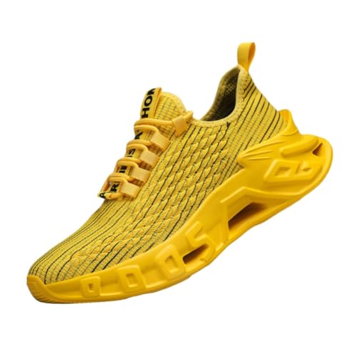 clofab Sneaker Herren Schuhe Turnschuhe Sportschuhe Laufschuhe Running Tennis Walkingschuhe Fitness Jogging Sneaker Leichte und Atmungsaktiv für Gehen (45,Gelb) von clofab