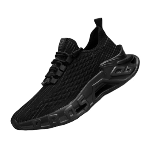 clofab Sneaker Herren Schuhe Turnschuhe Sportschuhe Laufschuhe Running Tennis Walkingschuhe Fitness Jogging Sneaker Leichte und Atmungsaktiv für Gehen (46,Schwarz) von clofab