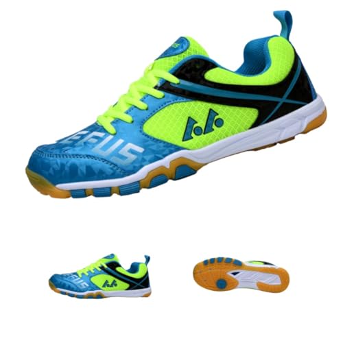 clofab Tischtennis-Schuhe Herren Damen Sportschuhe Stadion Ping-Pong-Schuhe Erwachsene Jugend Sportschuhe Wettbewerb mit Sportschuhen Weiße Indoor-Sport leichte Anti-Schlitze (Grün,44) von clofab