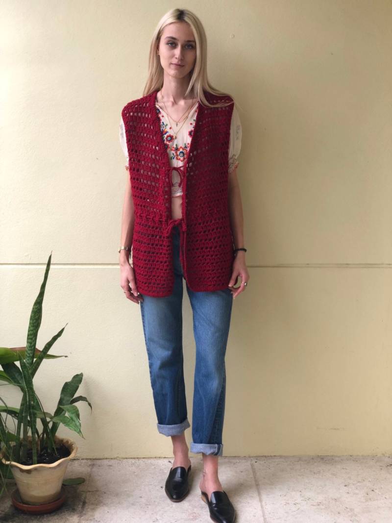 Vintage Pullover Weste/Offene Strick 60Er Jahre Häkeln Strickweste Schichtung Herbstliches Teil Haute Hippie Boho Vintage Pullover Weste/Offene Strick 60Er Jahre Häkeln Strickweste Schichtung Herbstliches Teil Haute Hippie Boho von closetcaseVNTG