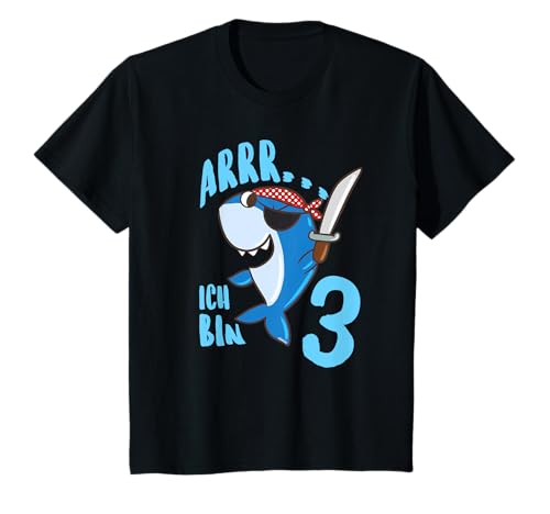 Pirat Shirt 3. Geburtstag Jungen Pirat Hai Piraten 3 Jahre T-Shirt von cloth.ly 3. Geburtstag Hai Pirat 3 Jahre