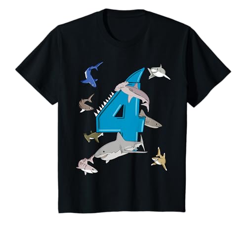 Kinder Geburtstagsshirt 4 Jahre Junge Hai Haie 4. Geburtstag T-Shirt Kinder Geburtstagsshirt 4 Jahre Junge Hai Haie 4. Geburtstag T-Shirt von cloth.ly 4. Hai Geburtstag