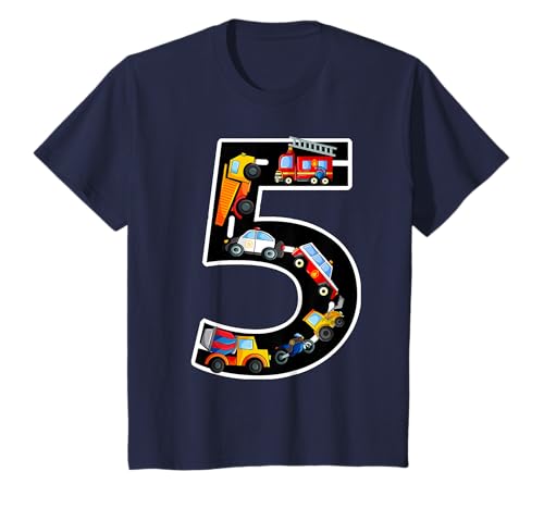 Geburtstagsshirt 5 Jahre Fahrzeuge Jungen 5. Geburtstag T-Shirt von cloth.ly 5. Geburtstag Autos 5 Jahre