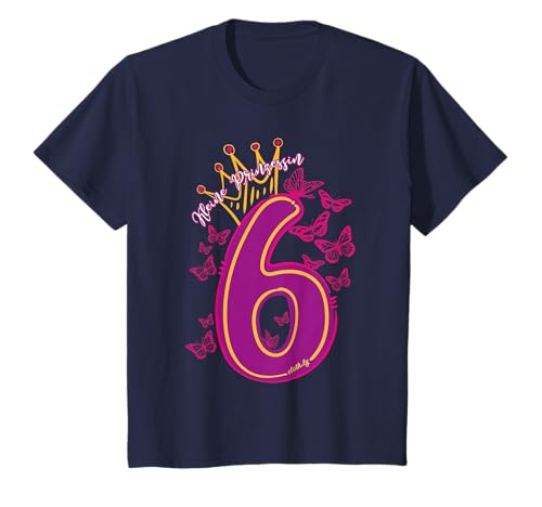 Geburtstagsshirt 6 Jahre Mädchen Prinzessin Schmetterling T-Shirt von cloth.ly 6. Geburtstag Prinzessin Shirts