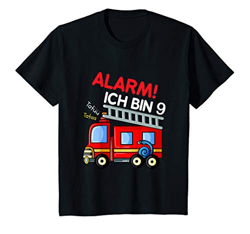 Kinder Geburtstagsshirt 9 Jahre Feuerwehr Auto 9. Geburtstag T-Shirt von cloth.ly 9. Geburtstag Feuerwehr 9