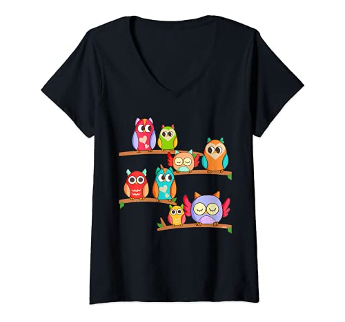 Damen Eulenmotiv. T-Shirt mit V-Ausschnitt Damen Eulenmotiv. T-Shirt mit V-Ausschnitt von cloth.ly Cute Owl Outfits