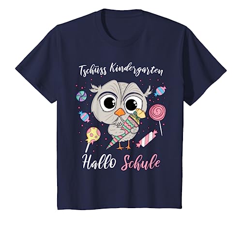 Kinder T-Shirt Einschulung Mädchen Eule Tschüss Kindergarten T-Shirt von cloth.ly Outfit Einschulung Mädchen