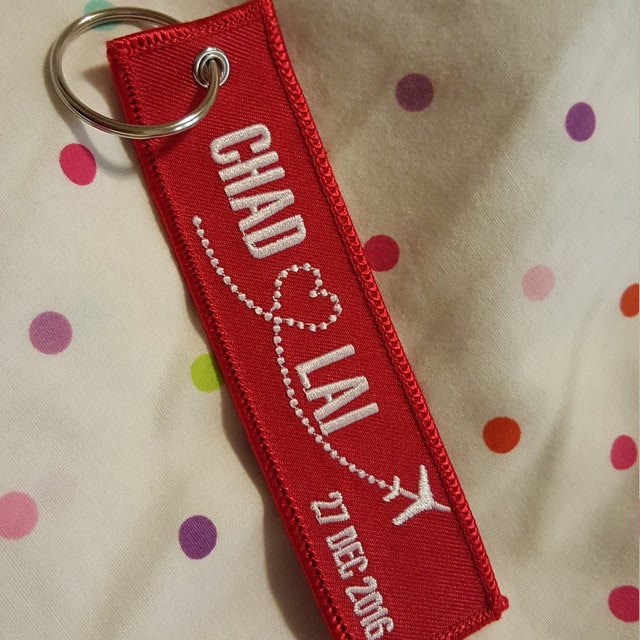 Flug Anhänger Individuelle Schlüsselanhänger Jet Tag Gestickte Name Personalisierte Gepäckanhänger Tasche von clothinglabelz