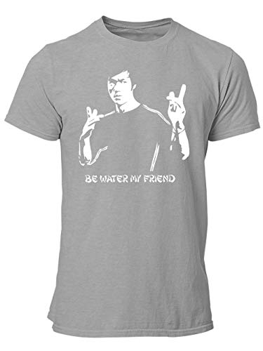 clothinx Bruce Lee - Be Water My Friend Bio & fair Herren T-Shirt - Der Kult Kampfsport Meister aus Hong Kong - Empty Your Mind, be formless, shapeless, Like Water. Bio & Fair Grau Gr. L von clothinx