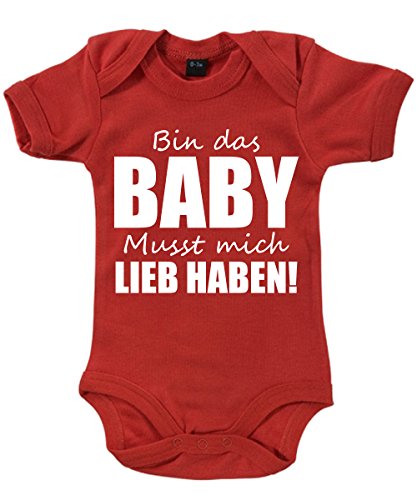 clothinx - Bin das Baby musst Mich Lieb haben Babybody Rot, Größe 3/6 Monate von clothinx