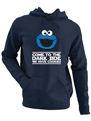 clothinx Come to The Dark Side - We Have Cookies - Lustiges Keks-Monster Motiv Herren Kapuzen-Pullover Navy Gr. L von clothinx