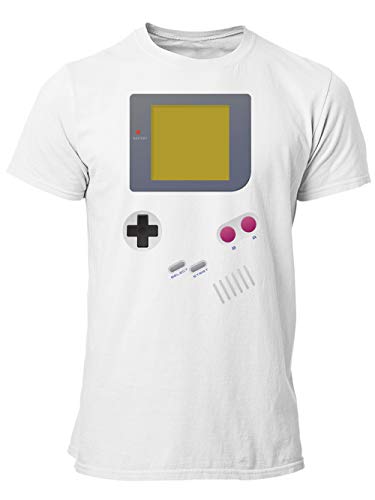 clothinx Handheld Konsole im Vintage 90er Jahre Retro Print | Gamer | Nerd | Geek | Computer Freak | LAN-Party | Herren T-Shirt Weiß Gr. XXL von clothinx