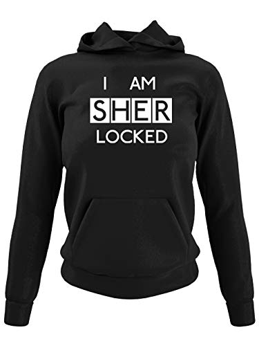 clothinx I Am Sherlocked Consulting Detective | Insider Design - Für Hobby-Detektive und alle Fans von Krimi-Serien | Kult Fanartikel zum Binge-Watching Damen Kapuzen-Pullover Schwarz Gr. M von clothinx