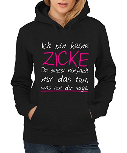 clothinx - Ich bin keine Zicke – Girls Kapuzenpullover Schwarz, Größe M von clothinx