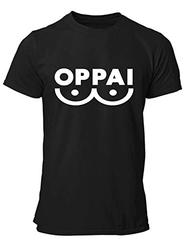 clothinx Oppai - Bedruckt mit dem Lieblingsmotiv des Anime Helden One Punch Man Saitama! - Japanisches Anime, Manga Motiv für alle Fans der Oppai Serie. Herren T-Shirt Schwarz Gr. XL von clothinx