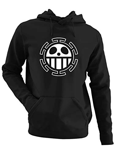 clothinx T. Law Piraten Anime und Manga Design | Crossbone Freibeuter Schädel | Perfekt für Cosplay Fans und die nächste Convention oder Messe Herren Kapuzen-Pullover Schwarz Gr. L von clothinx