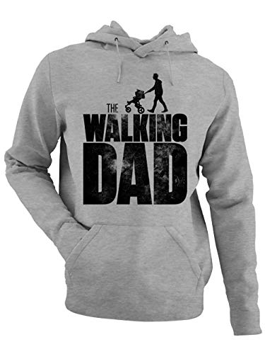 clothinx Herren Kapuzenpullover - The Walking Dad - Baby - Papa Hoodie Geschenkidee für werdenden Vater zur Geburt Vatertagsgeschenk Grau/Schwarz Größe L von clothinx