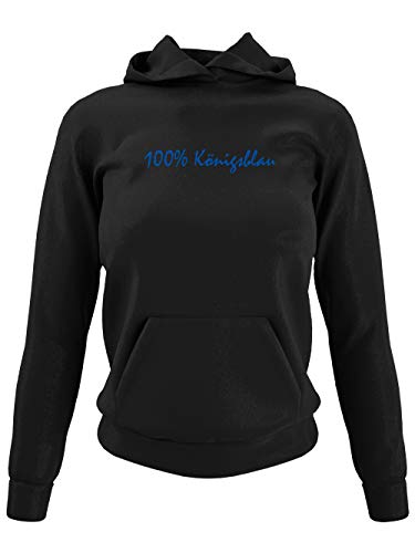 clothinx 100% Königsblau Textdesign | Gelsenkirchen - Wir sind Fußball, Kohle und Knappen im Ruhr-Pott. | Glück Auf! Der Steiger kommt. | Damen Kapuzen-Pullover Schwarz Gr. M von clothinx