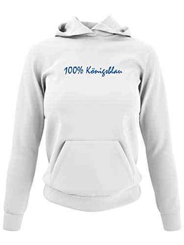 clothinx 100% Königsblau Textdesign | Gelsenkirchen - Wir sind Fußball, Kohle und Knappen im Ruhr-Pott. | Glück Auf! Der Steiger kommt. | Damen Kapuzen-Pullover Weiß Gr. XL von clothinx