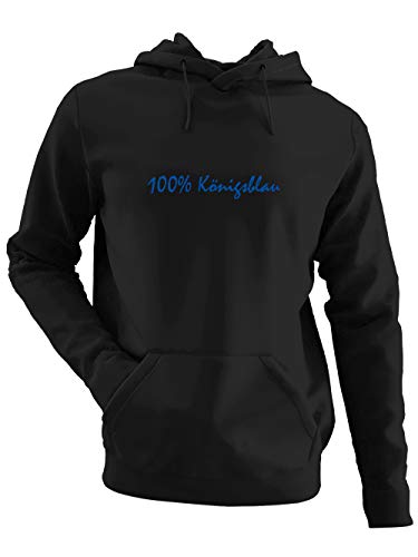 clothinx 100% Königsblau Textdesign | Gelsenkirchen - Wir sind Fußball, Kohle und Knappen im Ruhr-Pott. | Glück Auf! Der Steiger kommt. | Herren Kapuzen-Pullover Schwarz Gr. L von clothinx