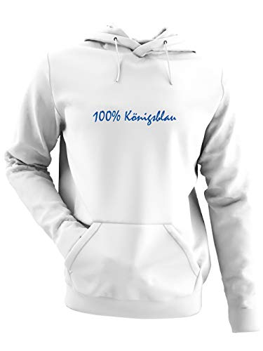 clothinx 100% Königsblau Textdesign | Gelsenkirchen - Wir sind Fußball, Kohle und Knappen im Ruhr-Pott. | Glück Auf! Der Steiger kommt. | Herren Kapuzen-Pullover Weiß Gr. XXL von clothinx