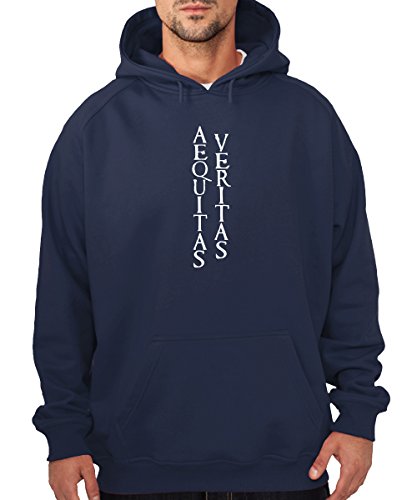 clothinx - Aequitas Veritas Boys Kapuzenpullover Navy, Größe XL von clothinx
