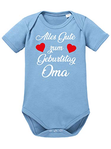 clothinx Alles gute zum Geburtstag, Oma Baby Body Bio Himmelblau Gr. 50-56 von clothinx