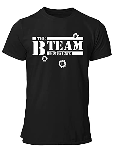 clothinx B-Team mit Schuss Männer JGA Kombi T-Shirt Bio & Fair SchwarzWeiss/Team Größe 3XL von clothinx