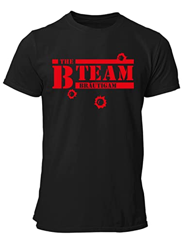 clothinx B-Team mit Schuss Männer T-Shirt Bio & Fair SchwarzRot/Team Größe L von clothinx