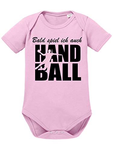 clothinx Baby Body Bio Bald Spiele Ich Auch Handball Hellrosa Gr. 68 von clothinx