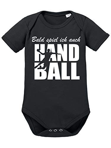 clothinx Baby Body Bio Bald Spiele Ich Auch Handball Schwarz Gr. 62 von clothinx