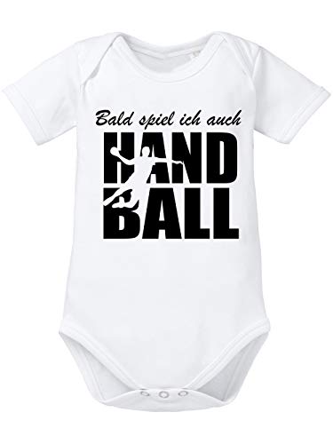 clothinx Baby Body Bio Bald Spiele Ich Auch Handball Weiß Gr. 68 von clothinx