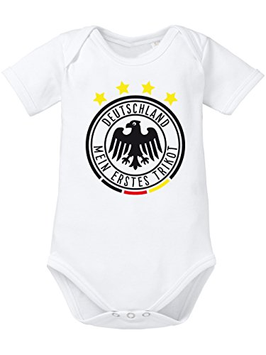 clothinx Baby Body Bio Fußball Mein erstes Trikot Weiß Größe 74-80 von clothinx