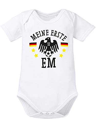 clothinx Baby Body Bio Fußball Meine erste EM Weiß Größe 62 von clothinx