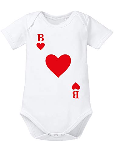 clothinx Baby-Body Bio Karneval & Fasching Spielkarte Herz Bube Kostüm Weiß/Rot Größe 62 von clothinx