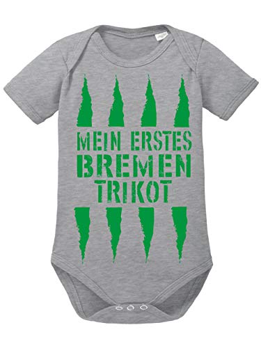 clothinx Mein erstes Bremen Trikot Baby-Body Bio Sports Grey Gr. 74-80 von clothinx