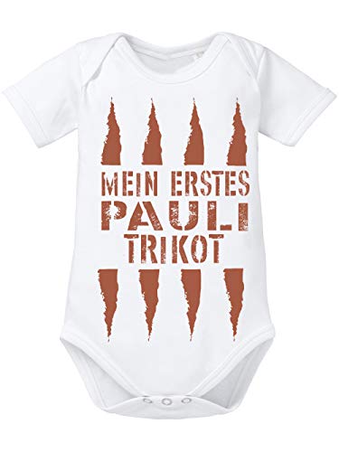 clothinx Baby Body Bio Mein erstes Pauli Trikot Weiß Gr. 74-80 von clothinx