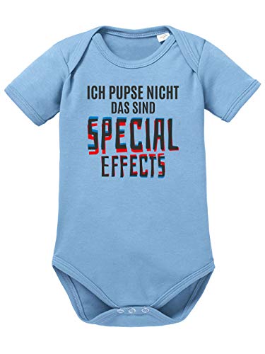 clothinx Baby-Body Bio Sprüche Ich pupse nicht, das sind Special Effects Himmelblau/Schwarz Größe 68 von clothinx