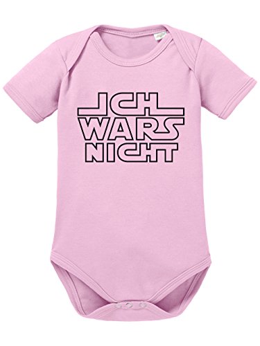 clothinx Baby-Body Bio Sprüche Ich wars nicht Hellrosa/Schwarz Größe 62 von clothinx