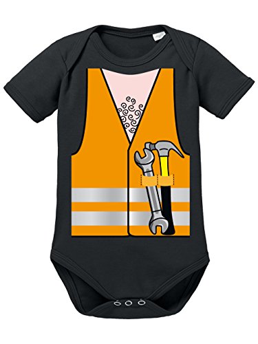 clothinx Baby Body Unisex Karneval 2019 Bauarbeiter-Kostüm Schwarz Größe 62-68 von clothinx